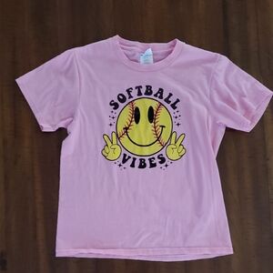 100% Cotton Girls Softball T-shirt - Size Youth Medium